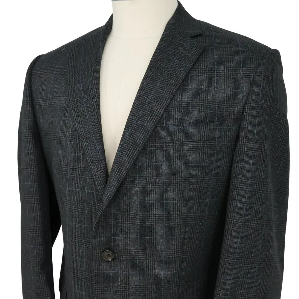 Lauren Ralph Lauren Sport Coat Mens 42L Dark Gray Glen Plaid Jacket Career